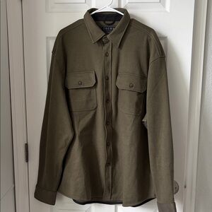Jachs Olive Button-Front Shirt Jacket